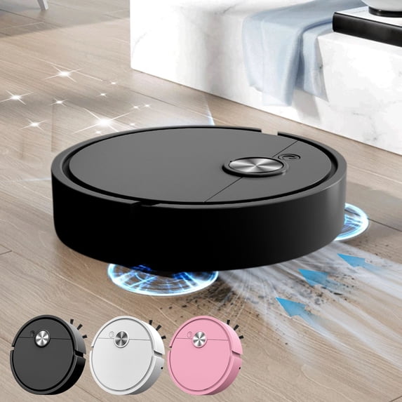 Werulen 3Pcs Intelligent Sweeping Robot 3-in- Rechargeable Robotic Vacuum Cleaner, Automatic Mopping And Suction Cleaning for Hardwood Floors Pet Hair, Cordless Mini Vacuum for Home Office Apartment
