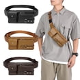 thumbnail image 1 of Werulen 3Pcs Men's Waist Bag Crossbody Chest Bag, Multi-Pocket Phone Bag PU Leather Business Travel, Secure Hands-Free Fanny Pack for Hiking Gym Running, Men's Everyday Carry Bag, 1 of 9
