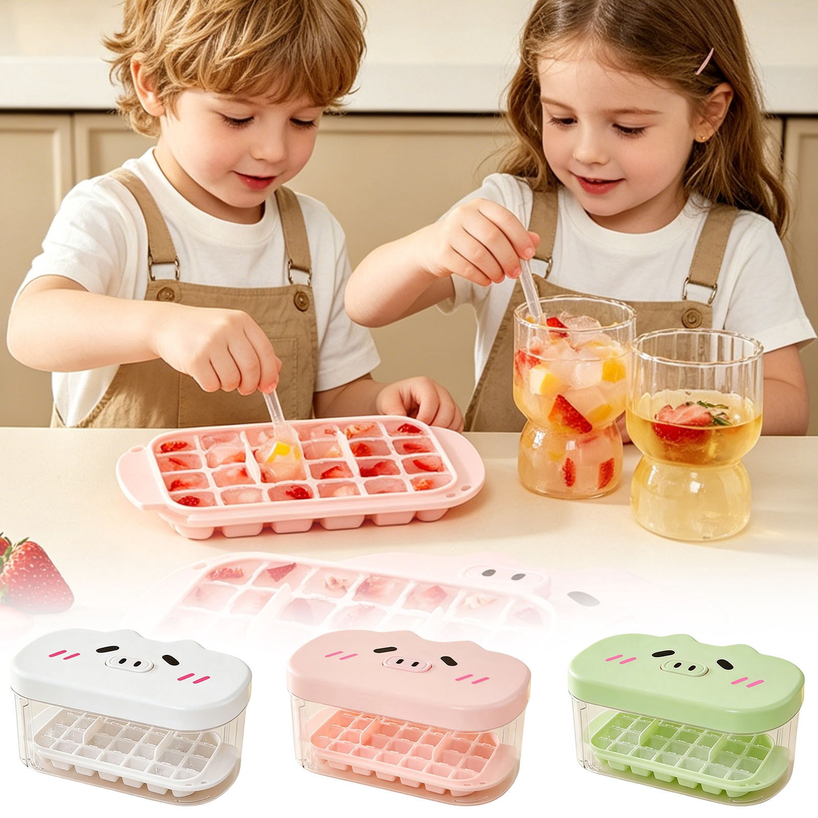 Werulen 3Pcs Press Type Ice Mold One Button Release Easy Demold,Home Kitchen Beverage Cooling Ice Making Tool,Ice Maker,Freezer Mold,Chilling Accessory