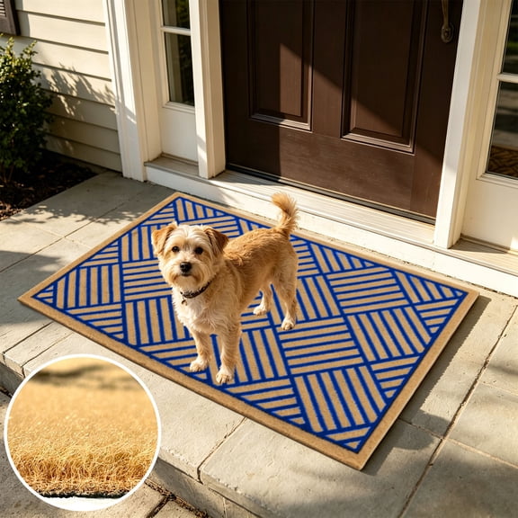 Werulen 40x60cm Coir Doormat Heavy Duty, Rubber Backing Non Slip Entrance Mat, High Traffic Front Door Rug, Eco Friendly Cocoa Fiber Mat, Durable Shoe Scraper Doormat