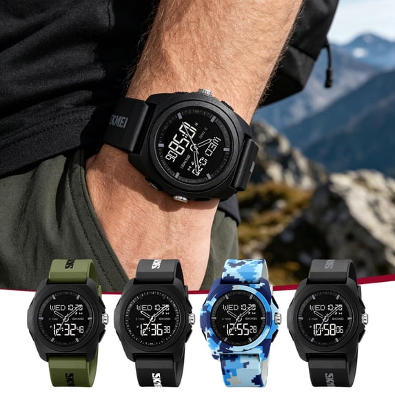 Werulen 4Pcs Digital Sports Watch Multi Function,Waterproof Military Style Wristwatch for Hiking Camping,Outdoor Daily Wear Watch,Backlight Alarm Stopwatch,Adventure Wristwear