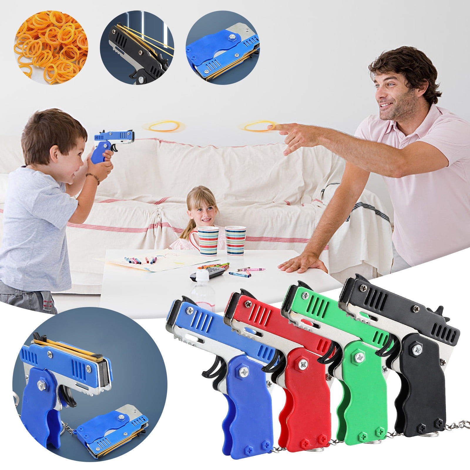 Werulen 4Pcs Rubber Band GunToyforBoys, Metal Burst Slingshot Launcher ...