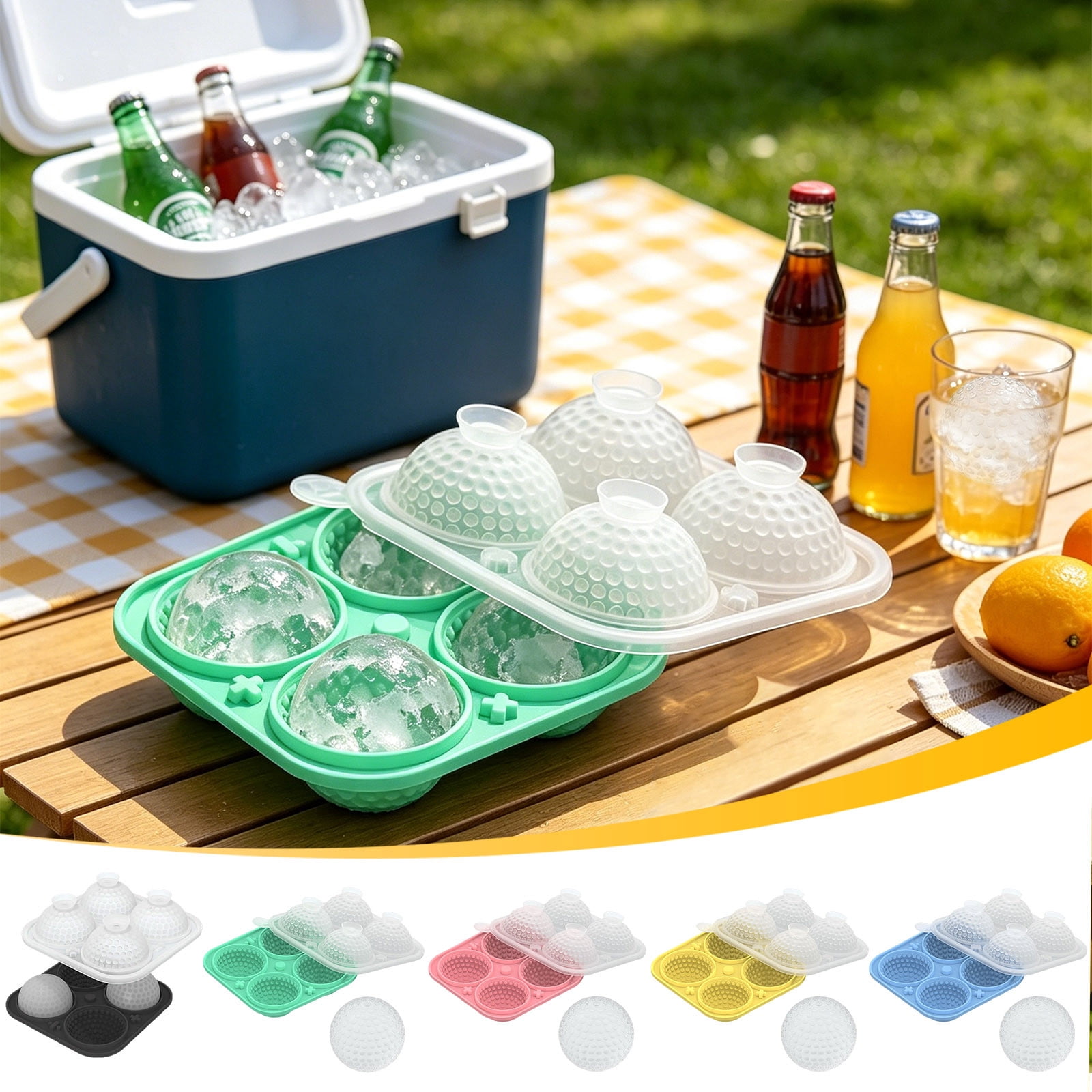 Werulen 5Pcs Golf Shape Integrated Ice Mold with Funnel Guide for Easy Filling and Flexible Demolding,Home Bar Whiskey Cocktail and Various Beverage Chilling,Ice Ball Maker,Freezer Mold,Drink