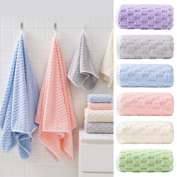 Werulen 6Pcs Large Bath Towel 35x75cm, Thickened Water-Absorbent Soft Velvet Fabric, Quick-Drying Towels for Adults Home Bathroom, Plush Towel Set for Spa Gym