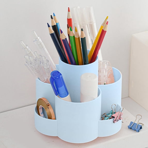 Werulen 7 Compartment Rotating Pen Holder Large Capacity, Desktop Cosmetic Stationery Storage, Rotating Organizer, Pen Cup, Desk Caddy