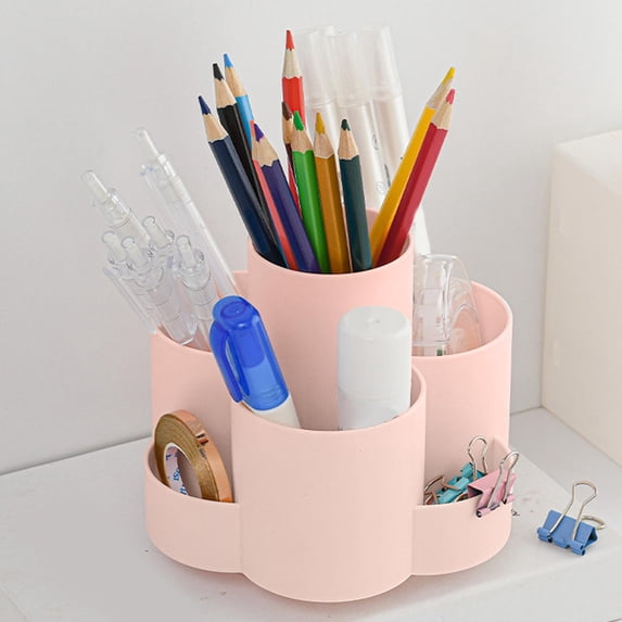Werulen 7 Compartment Rotating Pen Holder Large Capacity, Desktop Cosmetic Stationery Storage, Rotating Organizer, Pen Cup, Desk Caddy
