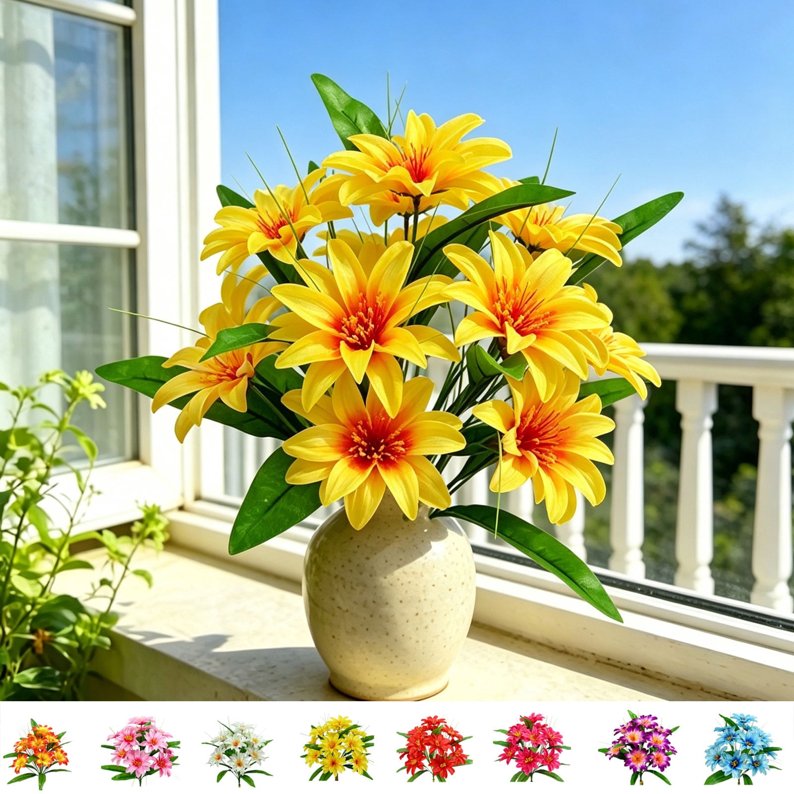 Werulen 8Pcs 12 Head Peony Artificial Flower Bouquet Realistic Full Bloom Vibrant,Home Living Room Table Wedding Decor,Faux Floral Bouquet,Table Decor Piece,Home Floral Accessory