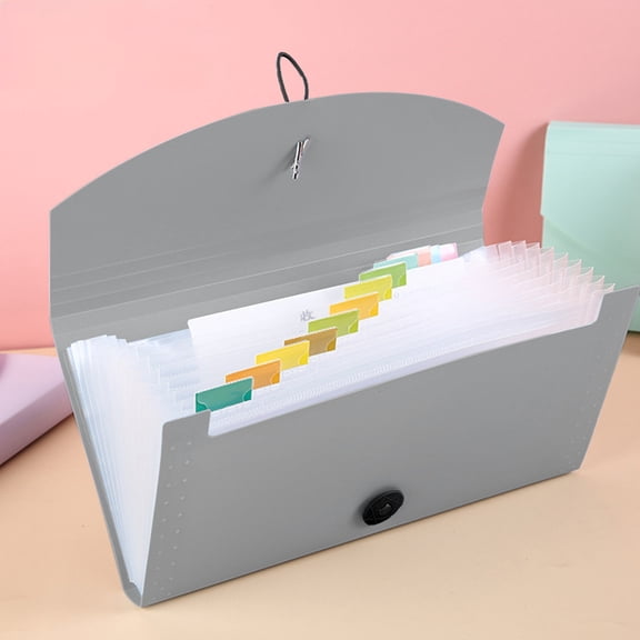 Werulen A6 Mini Accordion File Folder, 13 Pocket Plastic Organizer for Receipts Bills Documents, Portable Office Supplies Storage, Multicolor Transparent Filing System