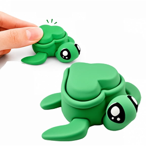 Werulen Articulated Turtle Heart Clicker, Sea Turtle Fidget Keychain, Keyboard Stress Relief Toy, Portable Fidget Accessory, Office Desk Relaxation Tool
