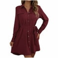 thumbnail image 1 of Werulen Button Down Belted Sundresses for Women, Loose Tunics Midi Sun Dresses Women Summer Casual Long Sleeve Tshirt Dress, 1 of 6