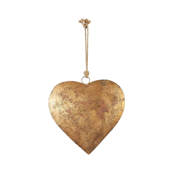 Werulen Christmas Heart-Shaped Bell Ornament, Aged Brass Metal Decorative Hanging Bells for Tree, Festive Holiday Decorations for Home, Wedding, Party, Wall and Door Decor