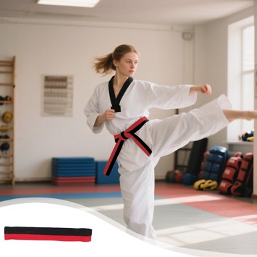 AAMA Martial Arts Belts With White Stripe - 9 Colors & 9 Sizes For Taekwondo, Karate, Judo Training