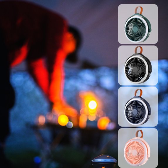 Werulen Clearance Under $5 ! Camping USB Rechargeable Fan with Hanging Hook Carabiner, Portable Battery Operated Tent Fan, Quiet Strong Airflow 4 Speed, Outdoor Fan for Picnic Travel Barbecue Fishing
