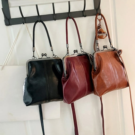 Werulen Clearance Under $5 ! Crossbody Tote Bags For Women, Mini PU Leather Tote Bag Purses Top Handle Purses for Women Shoulder Handbags Crossbody Purses Buckets Bags Work Handle Bag