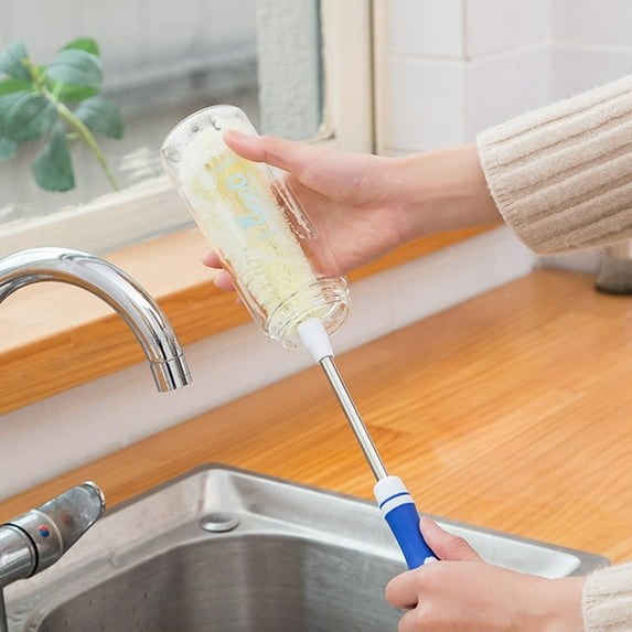 Werulen Under $5 ! Long Bottle Cleaning Brush Bottle Washer Brush Cup Cleaner for Wine Decanter Cleaning, Flosser Tank, Flexible All Angle Baby Bottles, Sports Bottles
