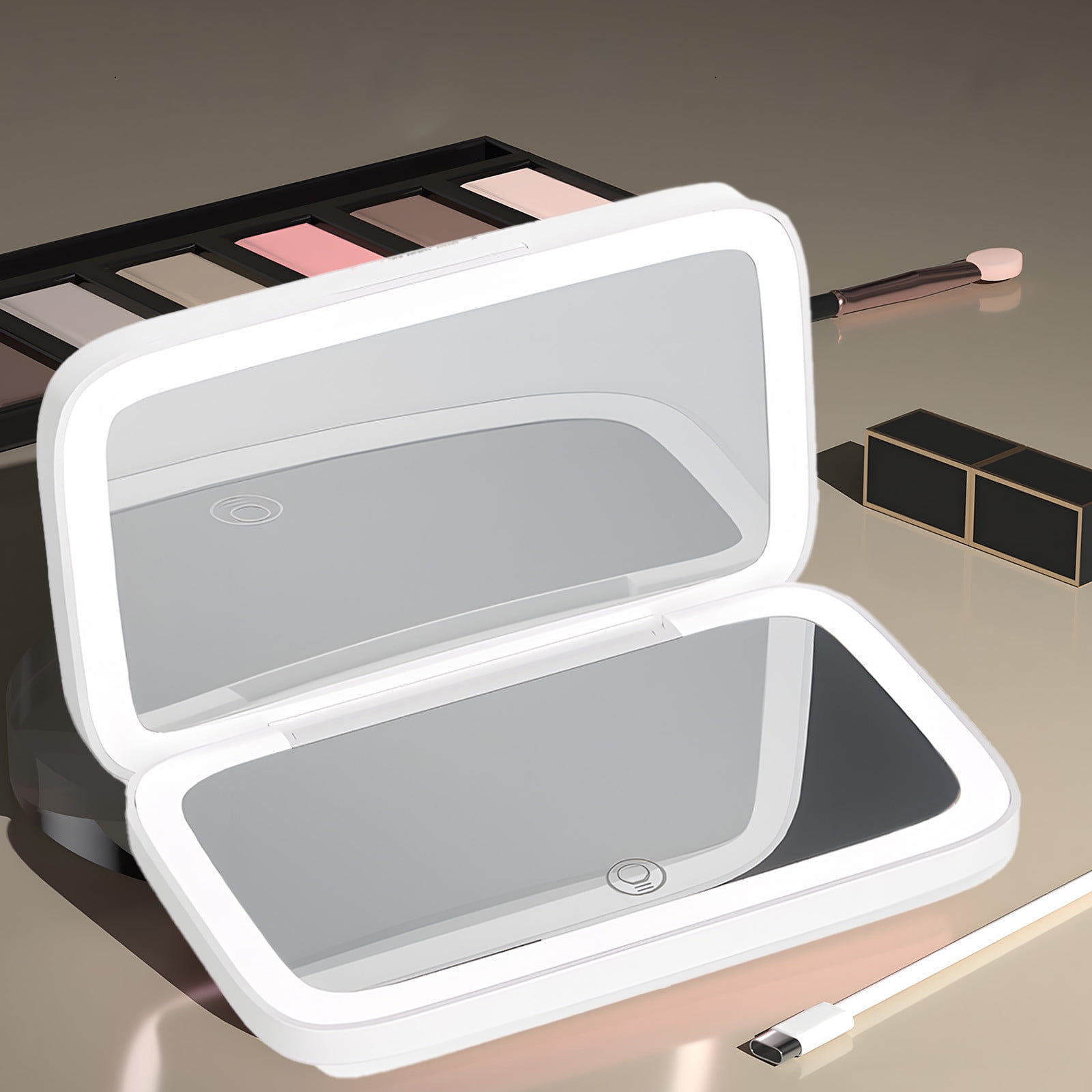 Werulen Electrodomesticos Clearance Handheld Carrying MirrorDouble Sided Refill Light Cosmetic MirrorTri-colour Lighted Small Mirror