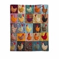thumbnail image 1 of Werulen Flannel Chicken Blanket, Soft Cozy Farmhouse Decor, Multiple Chicken Patterns and Shapes, Warm Plush Throw for Bed Couch Sofa, Easter Spring Home Decor Gift, 1 of 2