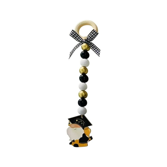 Werulen Graduation Season Decorations, 9 Beads and Rings Lanyard Pendant with Graduation Cap Doll, Commemorative Ornament for Graduation Party Decor, College Graduation Gnome Doll