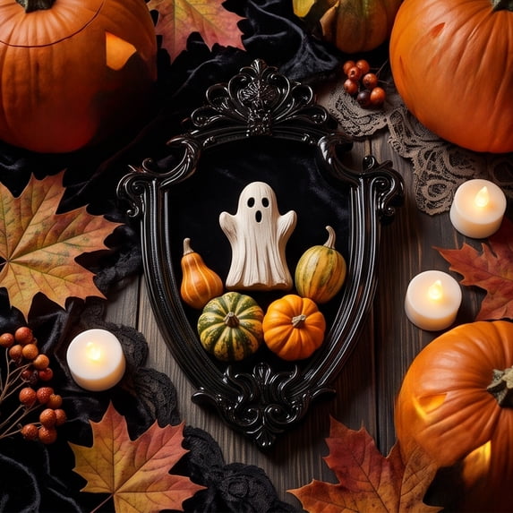 Werulen Halloween Photography Black Mini Photo Frame, Vintage Baroque Relief Empty Frame Prop, Spooky Display Background for Parties, Decorative Ornate Photo Frame, Gothic Style Picture Frame