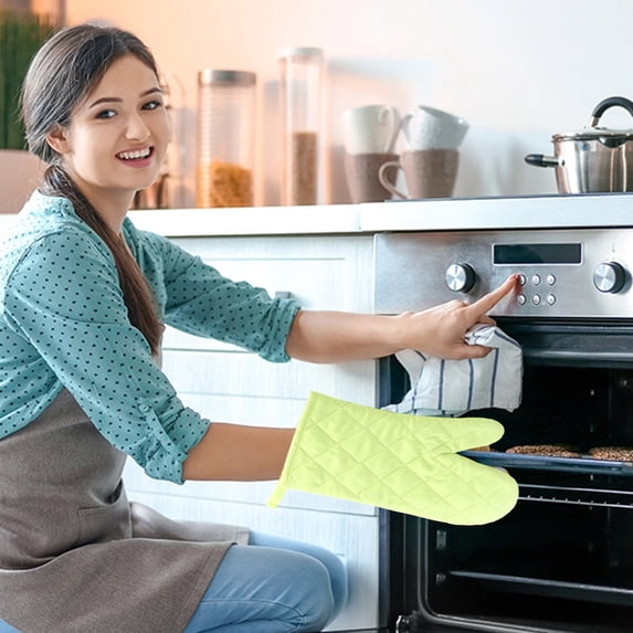 Werulen Heat Resistant Oven Gloves, Quilted Non-Slip Microwave Mitts for Kitchen Baking, High Temperature Protection for Restaurant Cooking, -Piece Solid Color Insulated Hand Protector