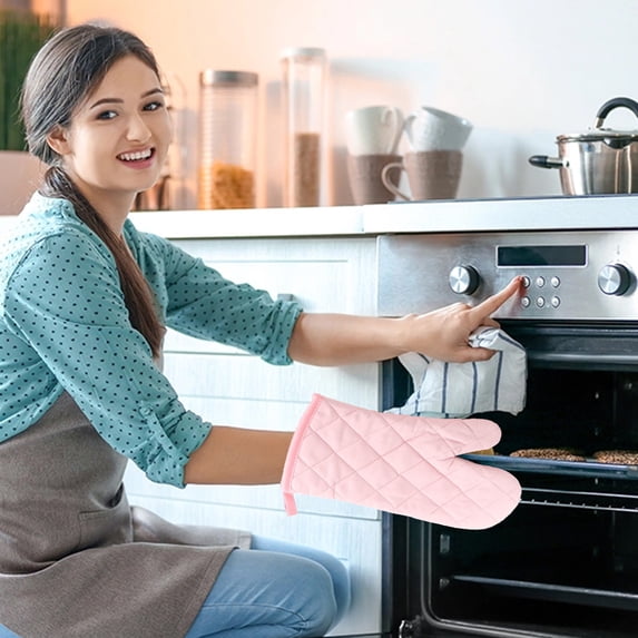 Werulen Heat Resistant Oven Gloves, Quilted Non-Slip Microwave Mitts for Kitchen Baking, High Temperature Protection for Restaurant Cooking, -Piece Solid Color Insulated Hand Protector