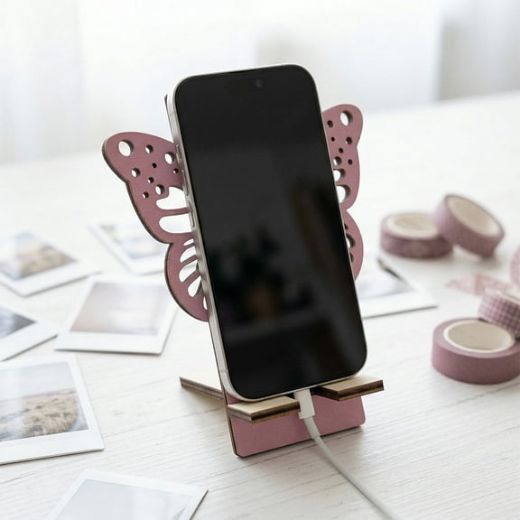Werulen Hollowed Butterfly Wooden Phone Stand Stable Sturdy Smooth Surface,Home Desktop Office Device Support Holder,Artistic Tabletop Holder,Mobile Gadget Support Stand,Desk Organizer Accessory