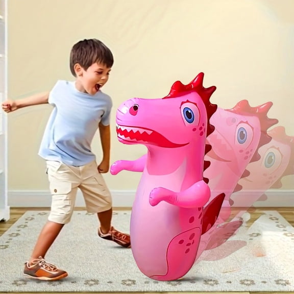 Werulen Indoor Inflatable Dinosaur TumblerToy, Punching Bag for Stress Relief Exercise Fitness Training, Durable Plastic Anti-StressToyfor AdultsKids, Home Office Gym Decompression Equipment