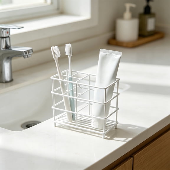 Werulen Iron Toothbrush Holders for Bathroom, Toothpaste Toothbrush Storage Rack, Wall Mounted Toothbrush Organizer, Bathroom Accessories Holder, Rustic Iron Toothbrush Stand