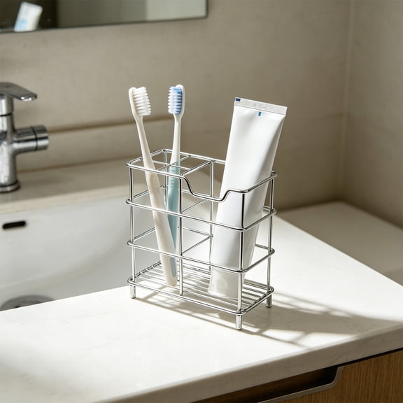 Werulen Iron Toothbrush Holders for Bathroom, Toothpaste Toothbrush Storage Rack, Wall Mounted Toothbrush Organizer, Bathroom Accessories Holder, Rustic Iron Toothbrush Stand