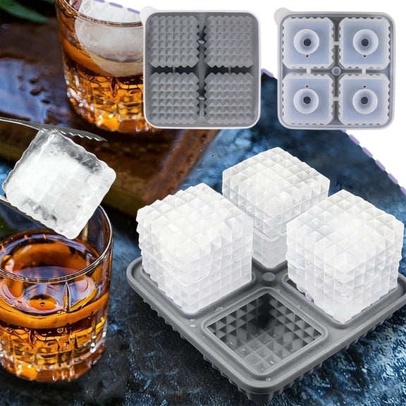Werulen Large Size Silicone Ice Mold Flexible Reusable Easy Release Clean,Whiskey Cocktail Bourbon Beverage Drink Making,Square Ice Tray,Ice Making Mold,Bar Kitchen Freezer Tool