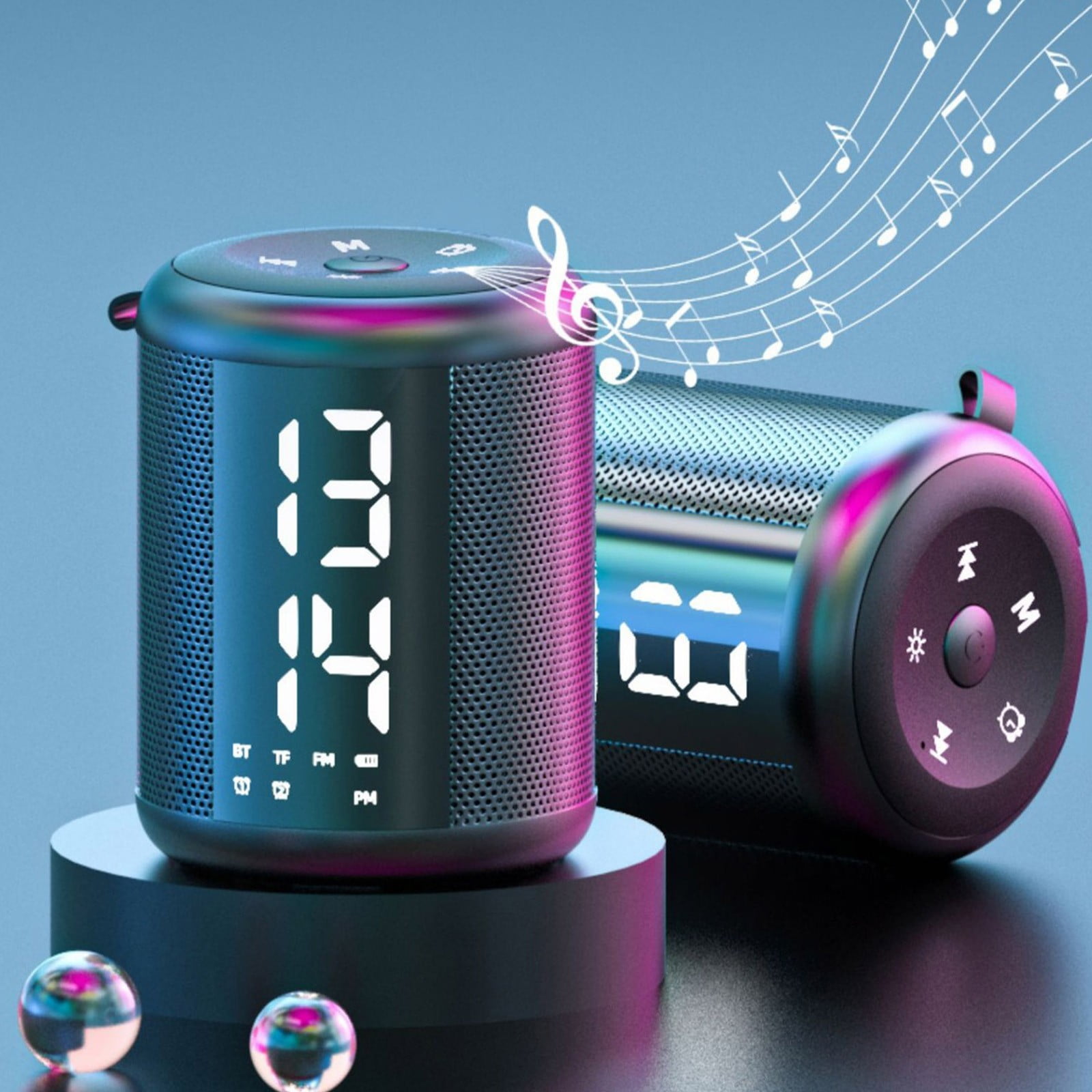 Werulen Oferta flash de Subwoofer mecánico altavoces Bluetooth inteligentes al aire libre, despertador de reloj doméstico, altavoces pequeños multifuncionales, Subwoofer de alta calidad