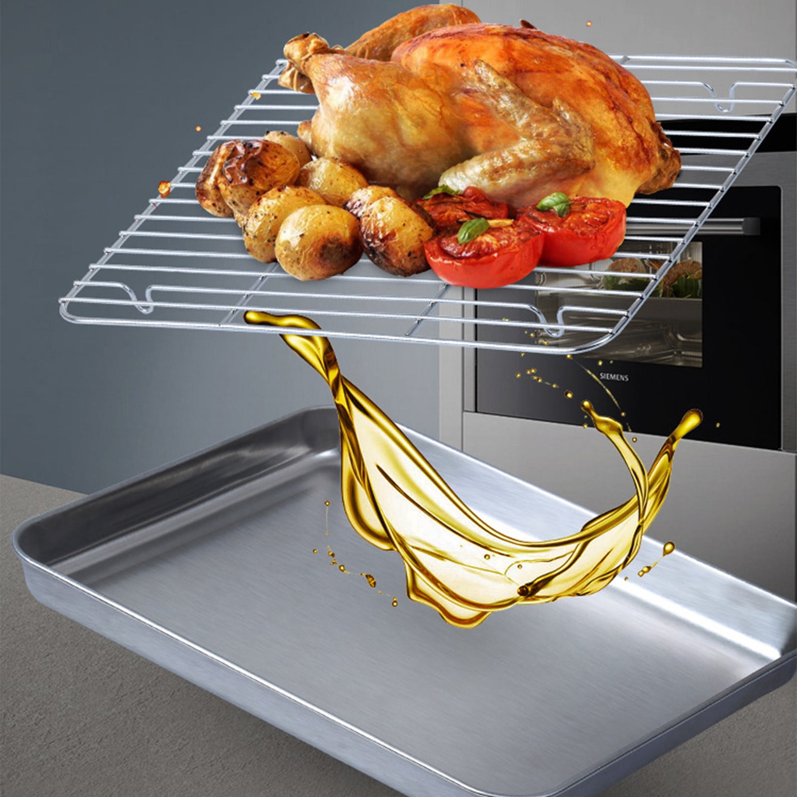 Werulen Organizador de fregadero de cocina Ofertas Platos rectangulares engrosados de acero inoxidable Platos enfriadores Bandeja sellada de cocina Platos para hornear Platos de fondo de acero