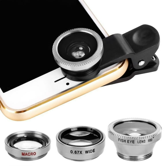 Werulen Phone Camera Lens Kit, 3 in Macro Wide Angle Fisheye Lens, Clip On Mobile Phone Lens for Android, Portable Photography Accessory for Close Up Shots