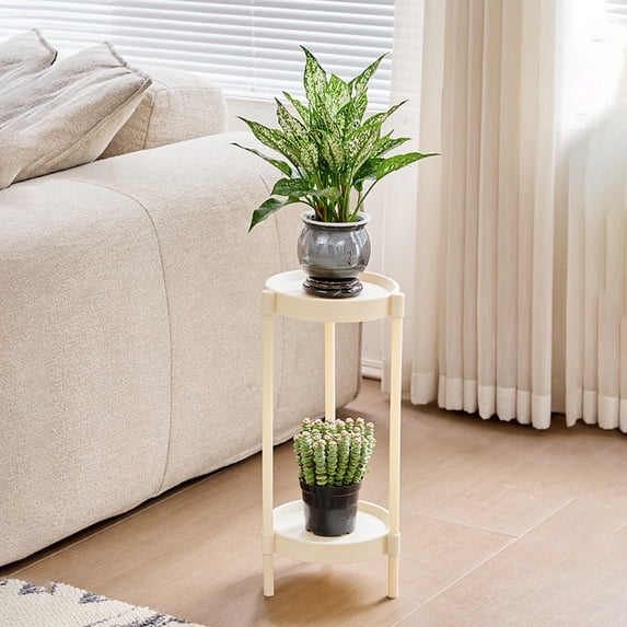 Werulen Plastic Plant Stand 3 Tier, 35.4 Inch Tall Corner Shelf for Small Spaces, Multi-Functional Organizer for Living Room Bedroom, Sturdy Side Table for Sofa