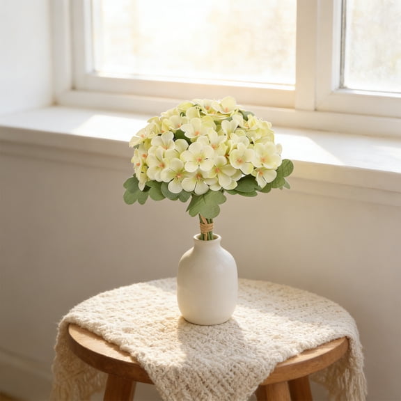 Werulen Realistic Hydrangea Artificial Flower Full Bloom Vivid Color,Home Living Room Wedding Table Centerpiece Decor,Faux Floral Bouquet,Indoor Decor,Table Greenery