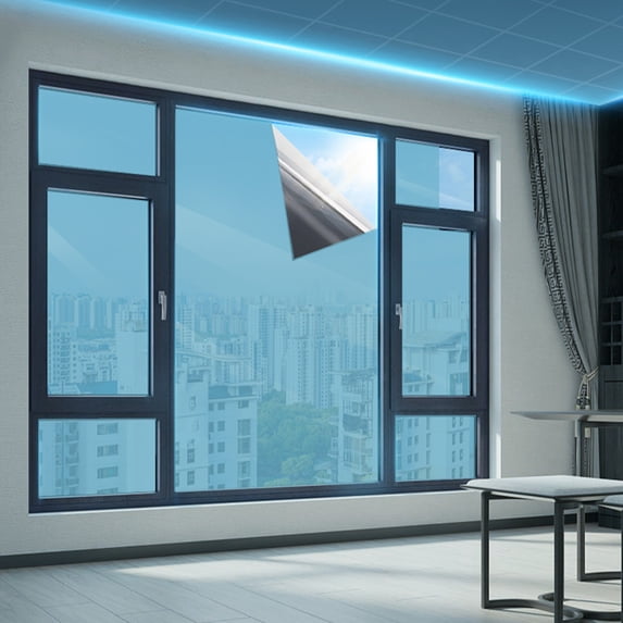 Werulen Reflective Window Film Heat Control Window Tint, Self-Adhesive Daytime Privacy Film for Home Office, UV Blocking Window Covering, Sun Protection Thermal Insulation Window Treatment