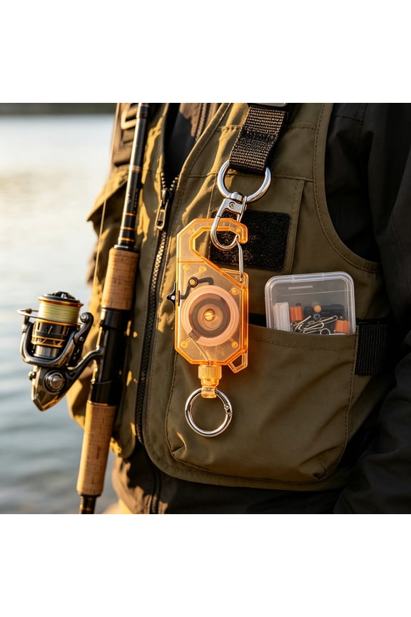 Retractable Key Chain Fishing Snap Swivel, Rod Lanyard Outdoor Fishing Snap, Hanging Keychain with Clip, Telescoping Key Retractor, Fishing Gear Key Holder