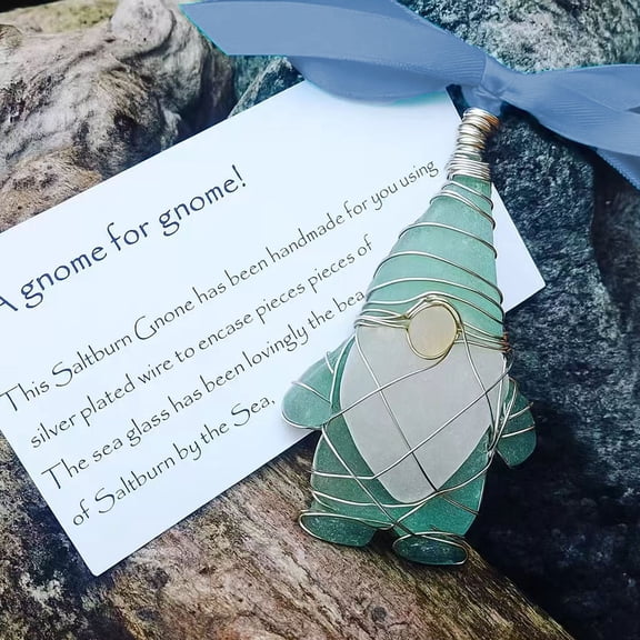 Werulen Sea Glass Pendant Handmade Blue Glass Ornament, Thoughtful Birthday Gift Holiday Housewarming Present, Unique Home Decor Wall Hanging Decoration