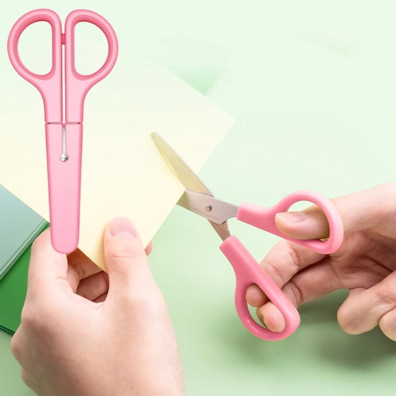 Werulen Stainless Steel Safety Scissors Blunt Tip, Small Scissors for Home Art Activities, Scissors with Protective Cover, Safety Scissors, Handheld Mini Scissors