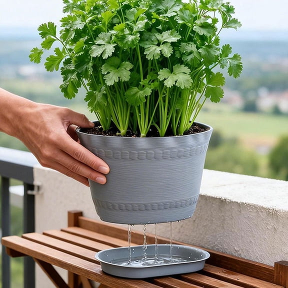 Werulen Wave Edge Plant Pot with Drainage, Decorative Indoor Outdoor Flower Planter, Matching Saucer Lightweight Pot, Modern Plant Container, Flower Pot with Tray