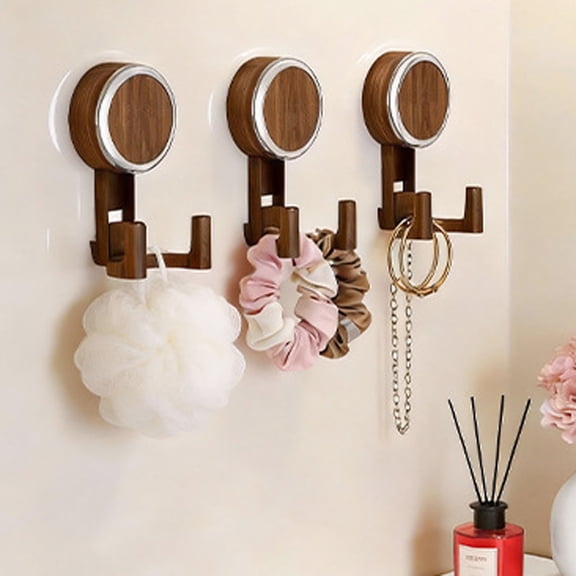 Werulen Wood Grain Double Head Suction Cup Rack,Wall Mounted Shoe Organizer,Bathroom No Drill Storage Rack,Toilet Slipper Hanger,Bathroom Drainage Storage Holder