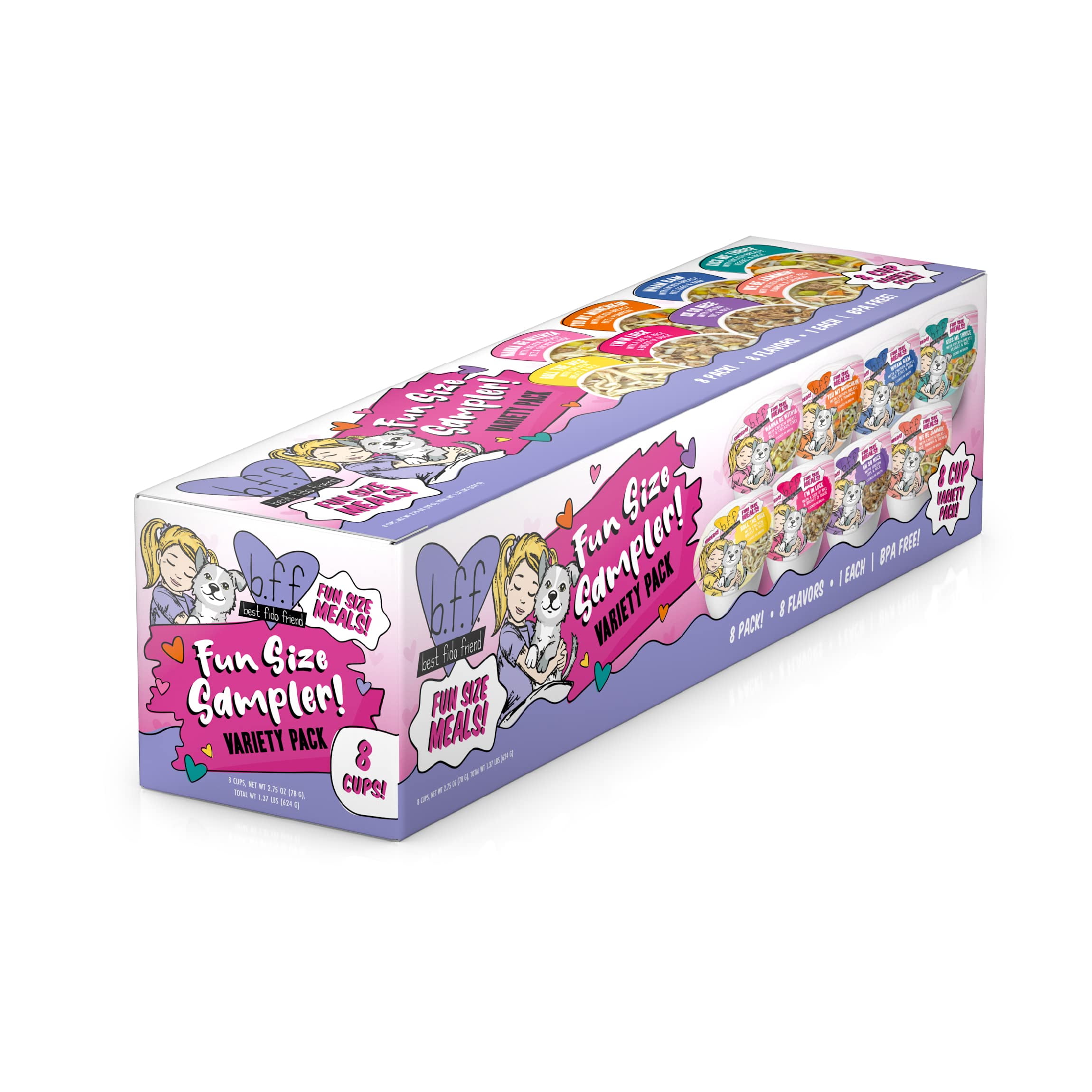 Weruva Best Fido Friend Fun Size Meals, Fun Size Sampler Variety Pack, 2.75oz Cup (Pack of 8)