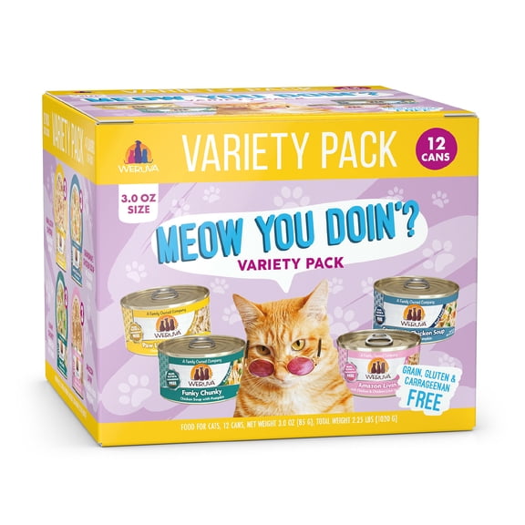 Weruva Classics Meow You Doin'? Variety Pack Wet Cat Food, 3 oz., Count of 12