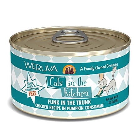 Weruva Cats in The Kitchen, Funk in The Trunk with Chicken in Pumpkin Consomme Cat Food, 3.2oz Can (Pack of 24)