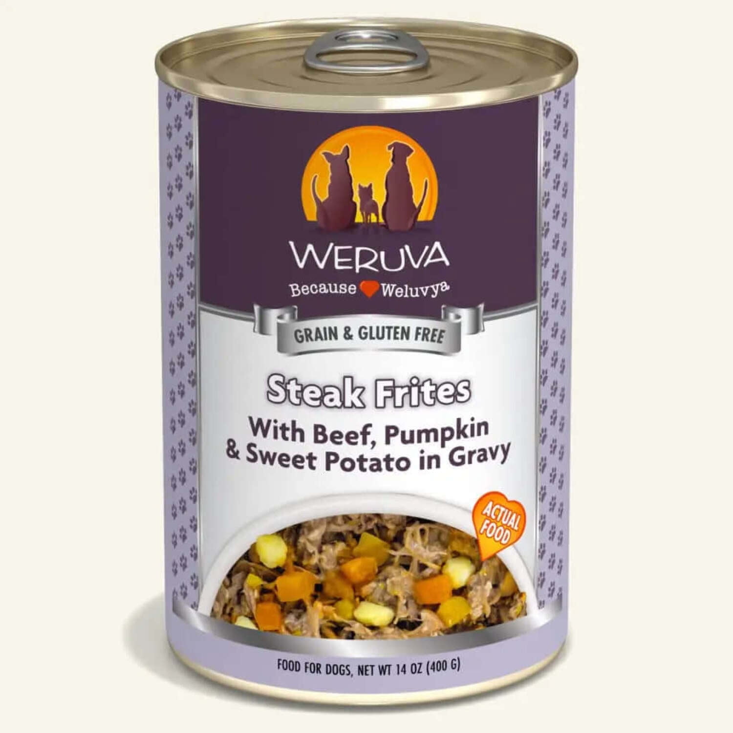 Weruva Dog Steak Frites With Beef; Pumpkin And Sweet Potato In Gravy 14oz. (Case of 12)