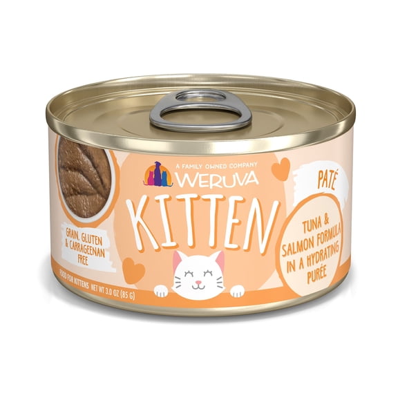 Weruva Kitten Pate Tuna & Salmon Formula in a Hydrating Puree Wet Cat Food, 3 oz., Case of 12