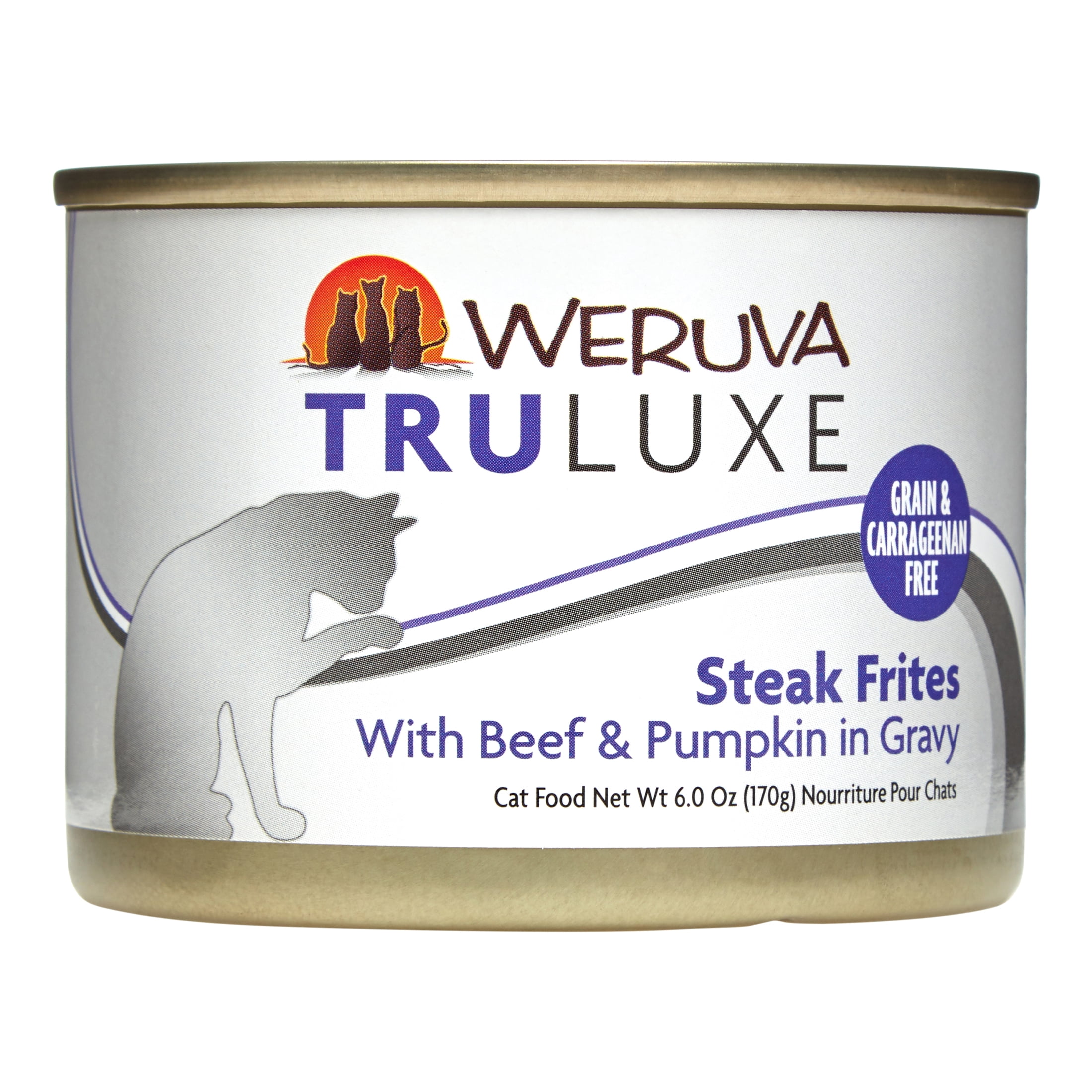 Weruva TruLuxe Grain-Free Steak Frites Beef & Pumpkin in Gravy Wet Cat Food, 6 Oz, 24 Ct