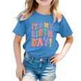 thumbnail image 1 of Weryoung Girls Birthday Tshirts Summer Short Sleeve Round Neck Themed Printed T-Shirts Baby Stylish Tee,Blue,4-5 Years, 1 of 3