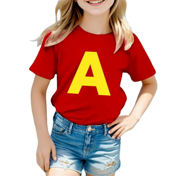 Weryoung Girls Children Tshirts Fashion Letter Printed T-Shirts Casual And Comfortable Top Girls Trendy Tee,Red,5-6 Years