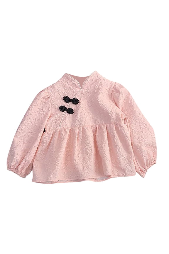 Girls Cute Little Lace Dress Long Sleeve Chinese New Year Baby Lovely Loose Dresses,Pink,18-24 Months